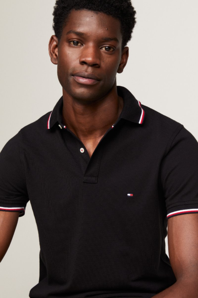 Tommy Hilfiger Tipped Slim Polo Black