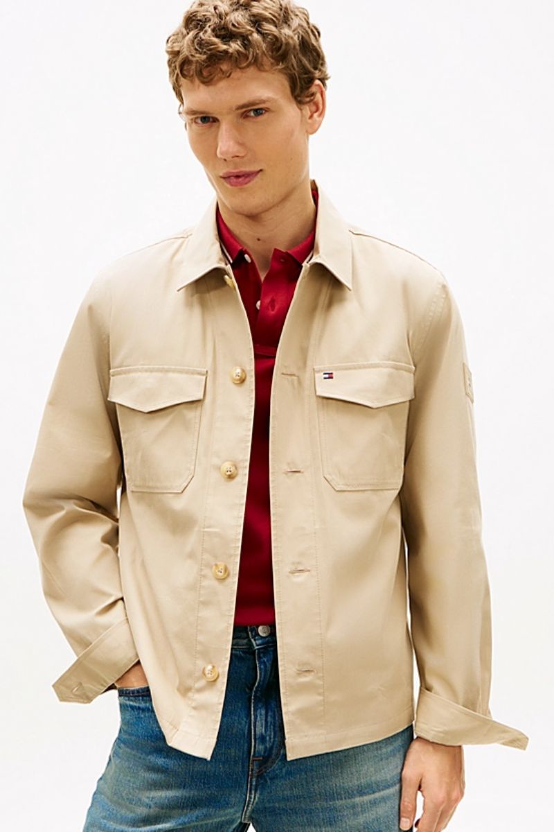 Tommy Hilfiger Cotton Nylon Overshirt Sandalwood
