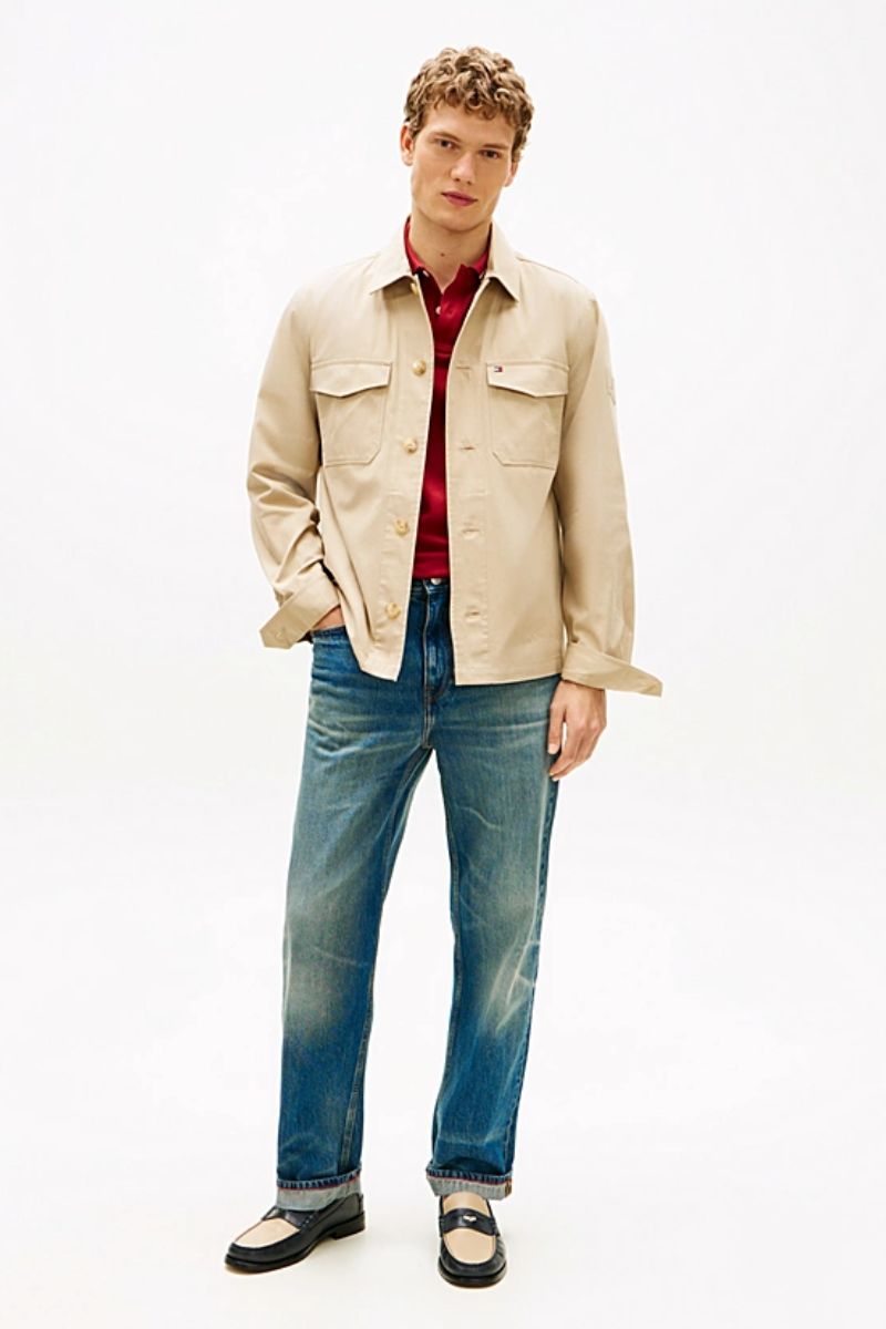 Tommy Hilfiger Cotton Nylon Overshirt Sandalwood