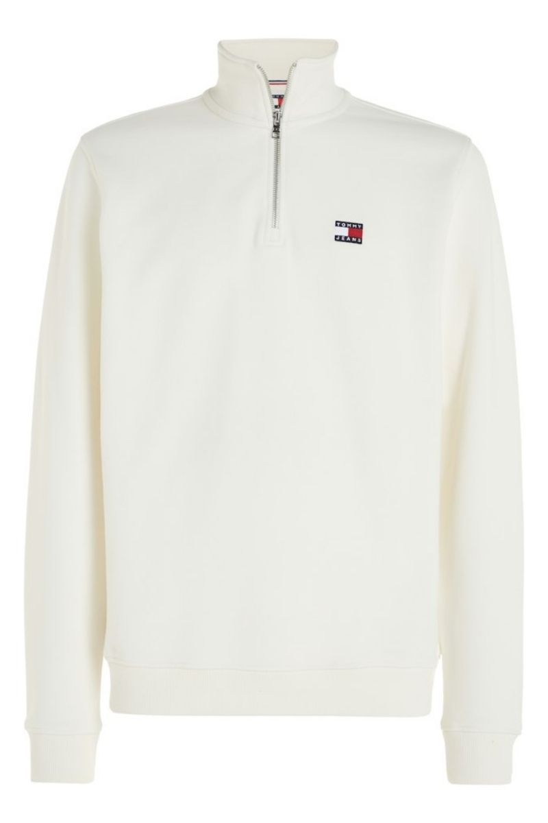 Tommy Jeans 1/4 Zip Badge Sweatshirt White