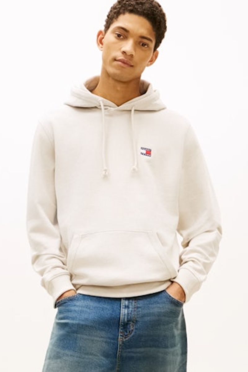 Tommy Jeans Reg Badge Hoodie Ancient White