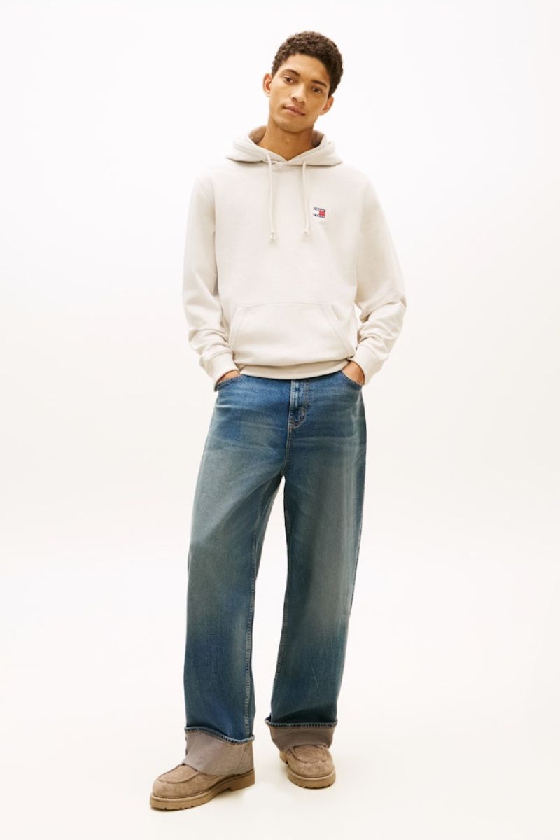 Tommy Jeans Reg Badge Hoodie Ancient White