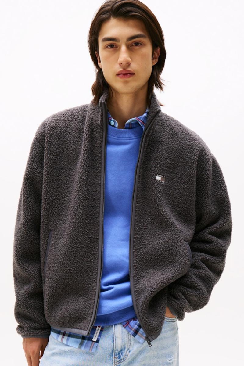 Tommy Jeans RLX Badge Teddy Fleece Jacket Black