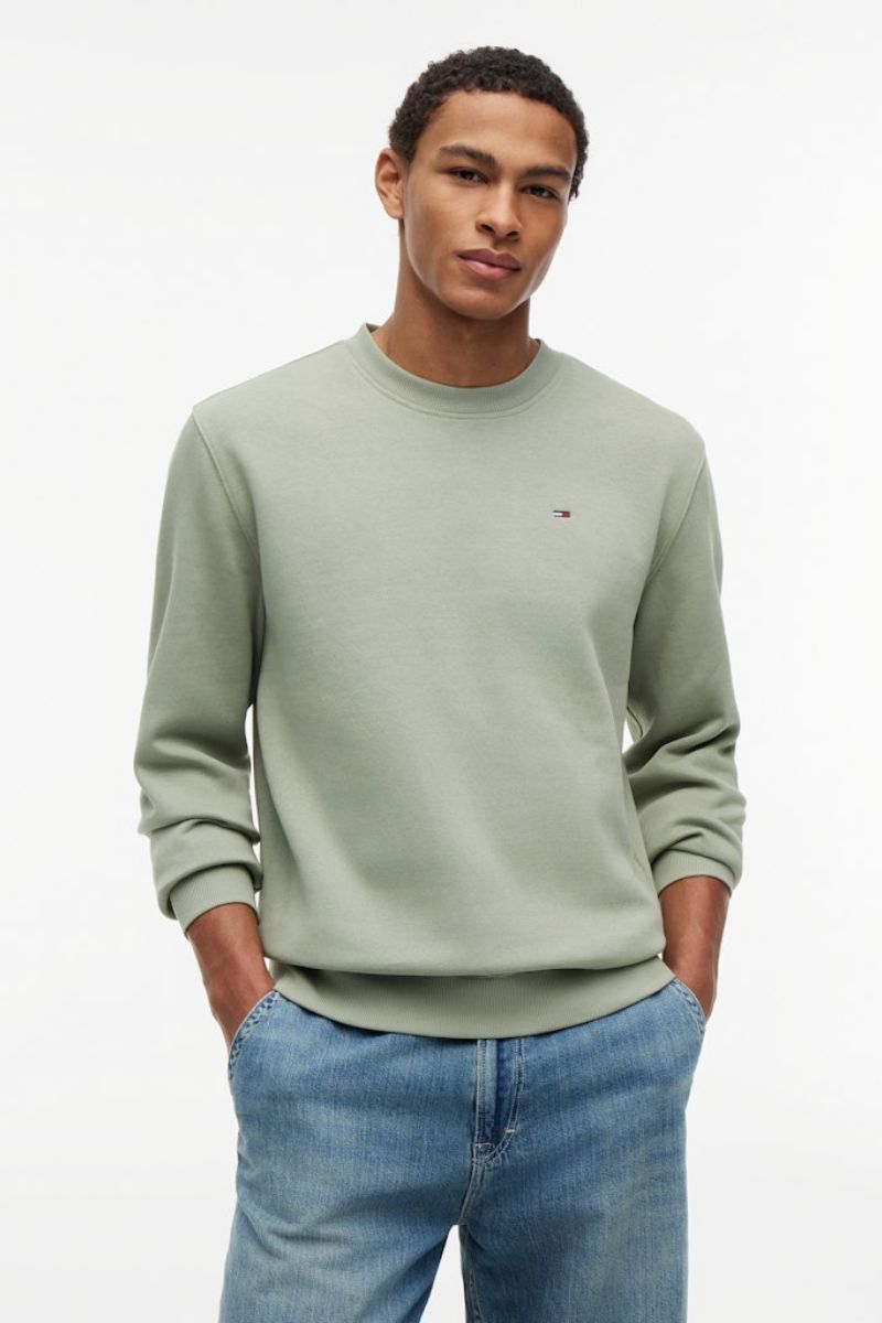 Tommy Jeans Reg Flag Crew Spring Olive