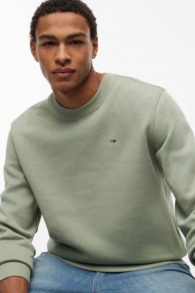 Tommy Jeans Reg Flag Crew Spring Olive