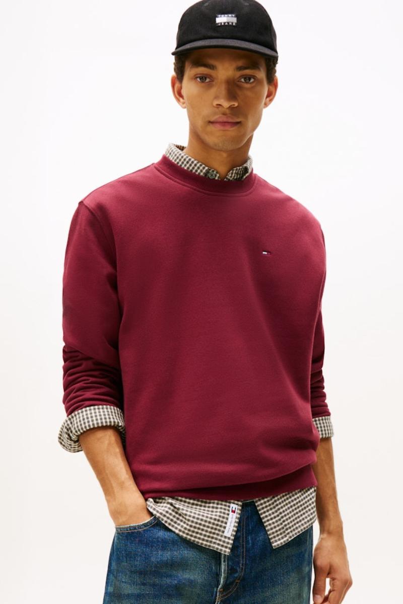 Tommy Jeans Reg Flag Crew Red Wine