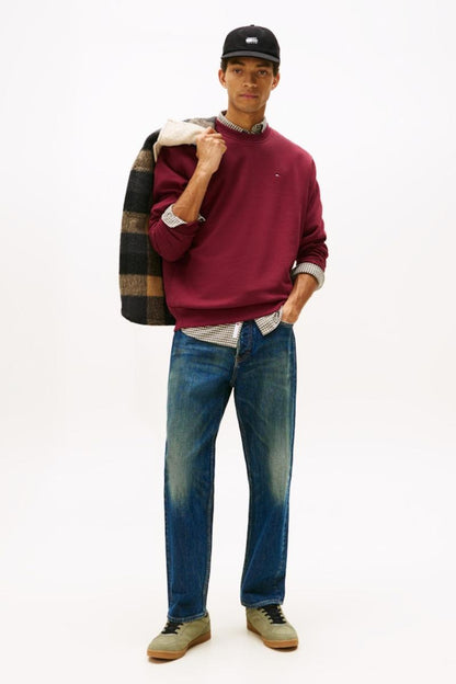 Tommy Jeans Reg Flag Crew Red Wine