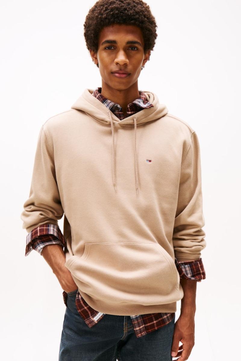 Tommy Jeans Reg Flag Hoodie Taupe