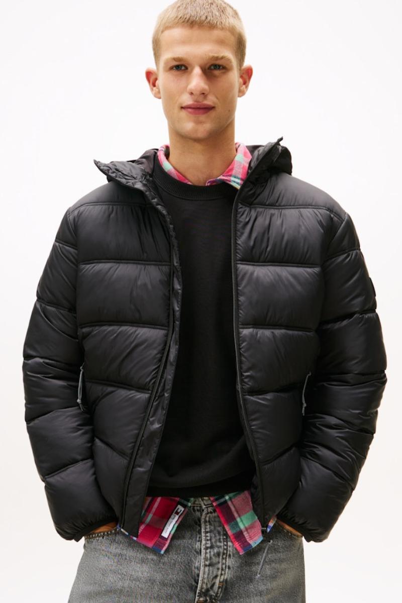 Tommy Jeans Hooded Logo Puffer Black