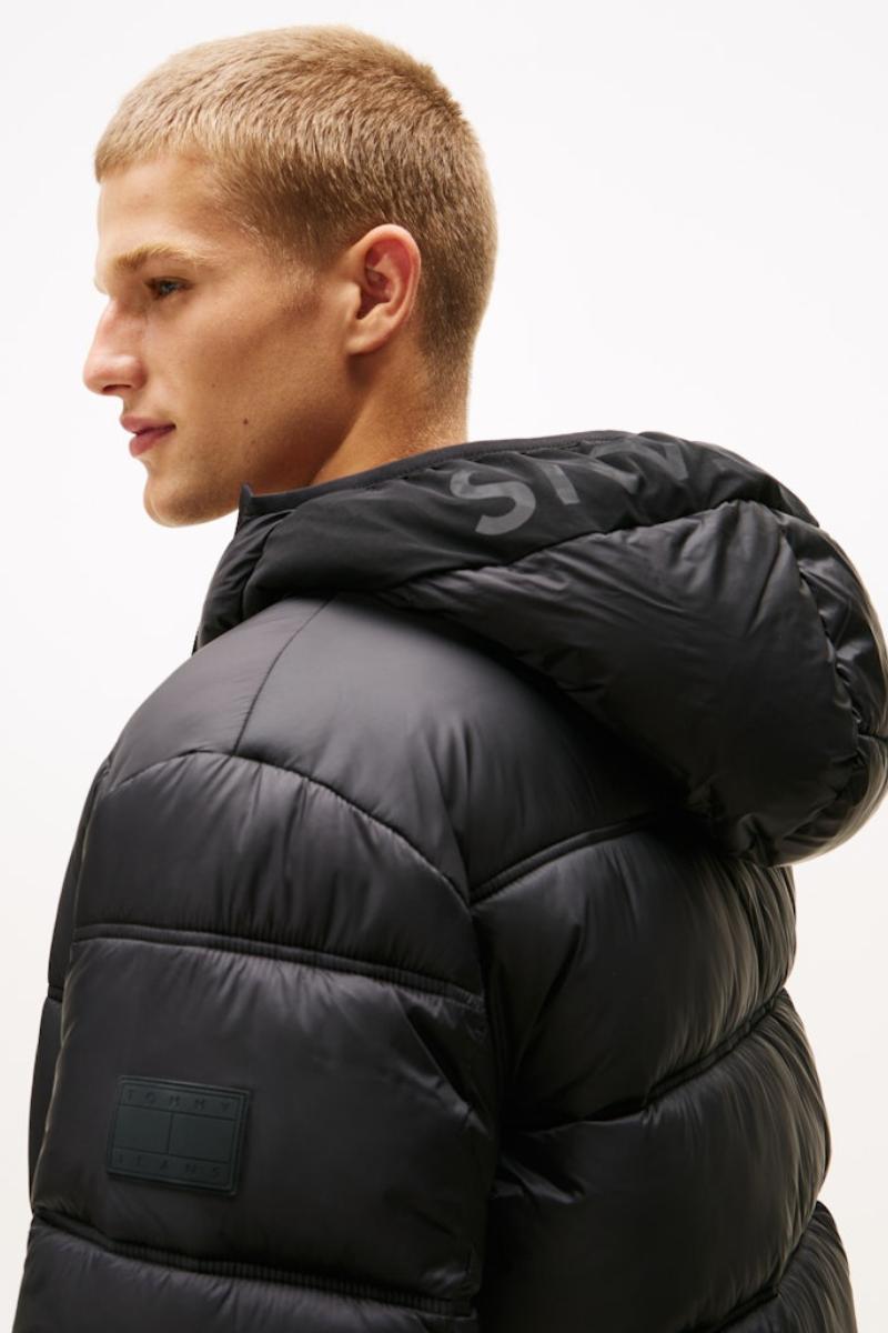 Tommy Jeans Hooded Logo Puffer Black
