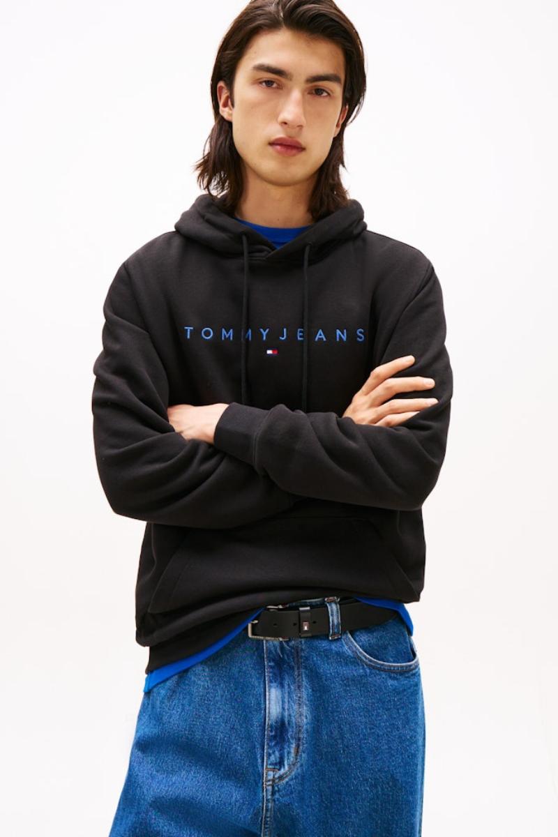 Tommy Jeans Linear Logo Hoodie Black