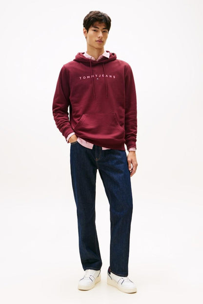 Tommy Jeans Linear Logo Hoodie Red Wine