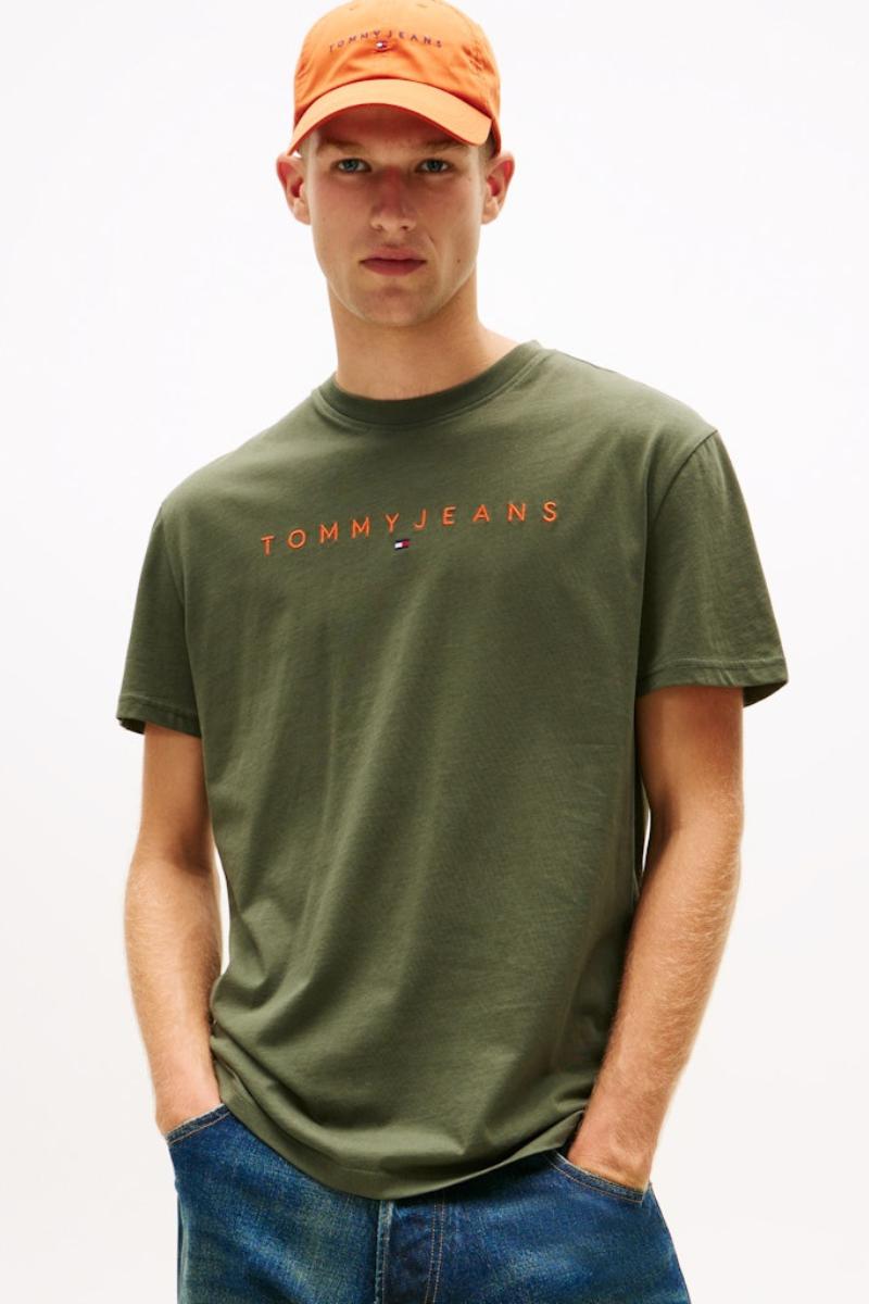Tommy Jeans Linear Logo T-Shirt Green