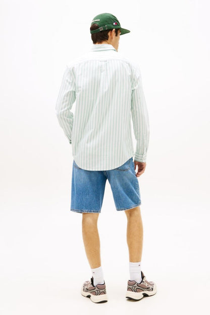 Tommy Jeans Reg Oxford Stripe Shirt Green