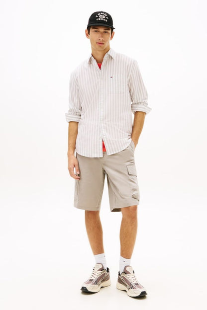 Tommy Jeans Reg Oxford Stripe Shirt Ivy Mink