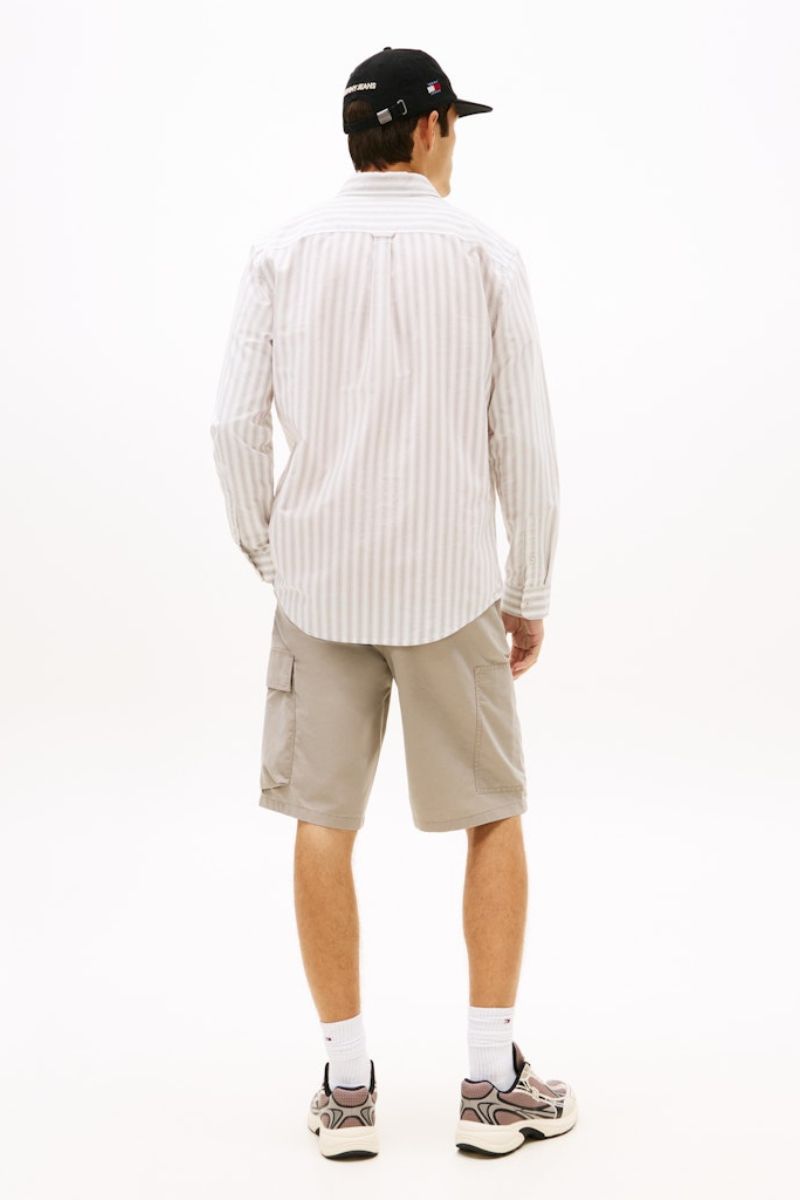 Tommy Jeans Reg Oxford Stripe Shirt Ivy Mink