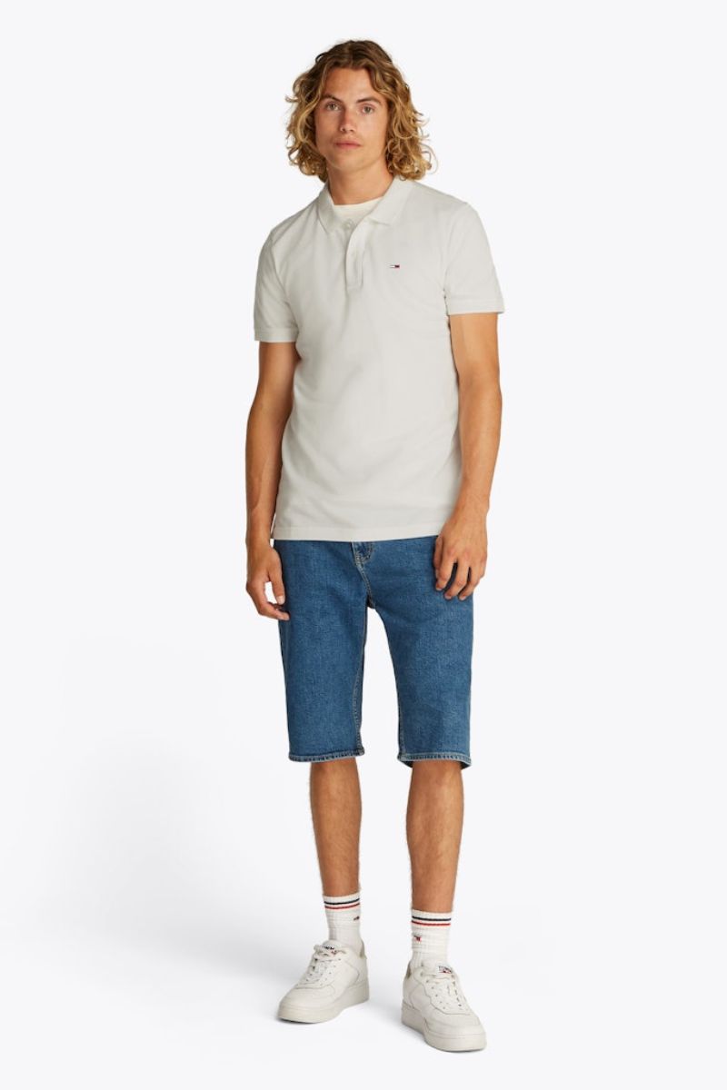 Tommy Jeans Slim Placket Polo Ecru