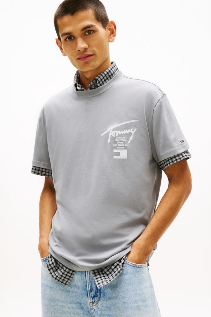 Tommy Jeans Reg City Signature T-Shirt Gravel