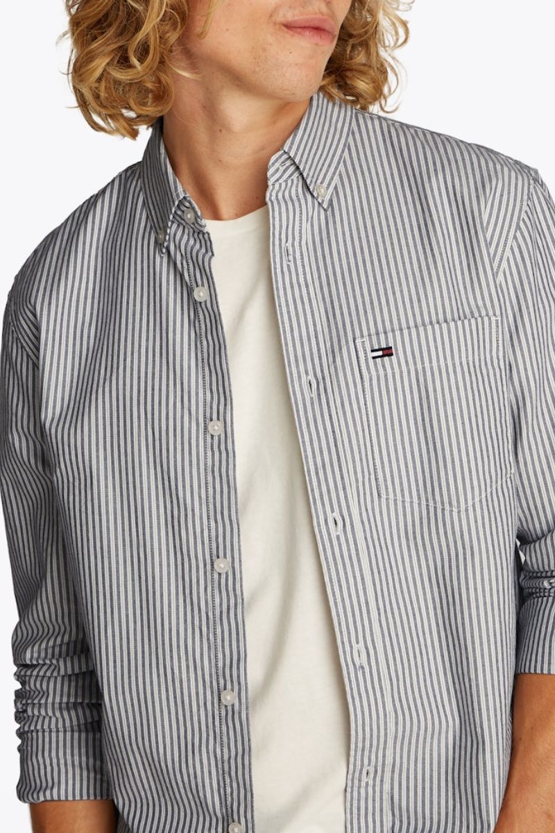 Tommy Jeans Reg Oxford Stripe Shirt Navy White