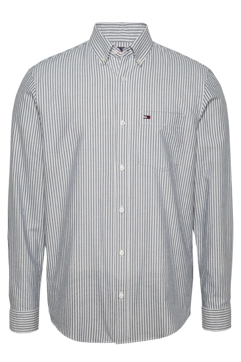 Tommy Jeans Reg Oxford Stripe Shirt Navy White