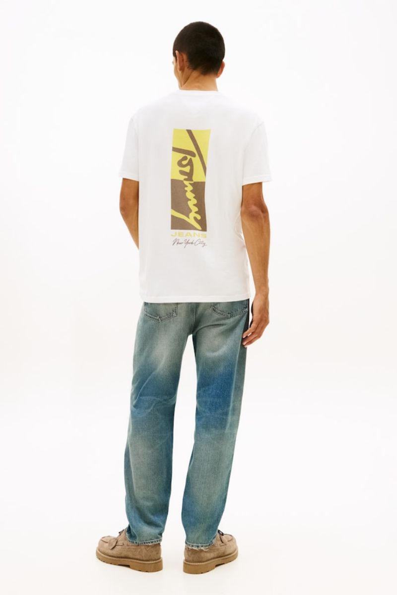 Tommy Jeans Reg Signature Block T-Shirt Ecru