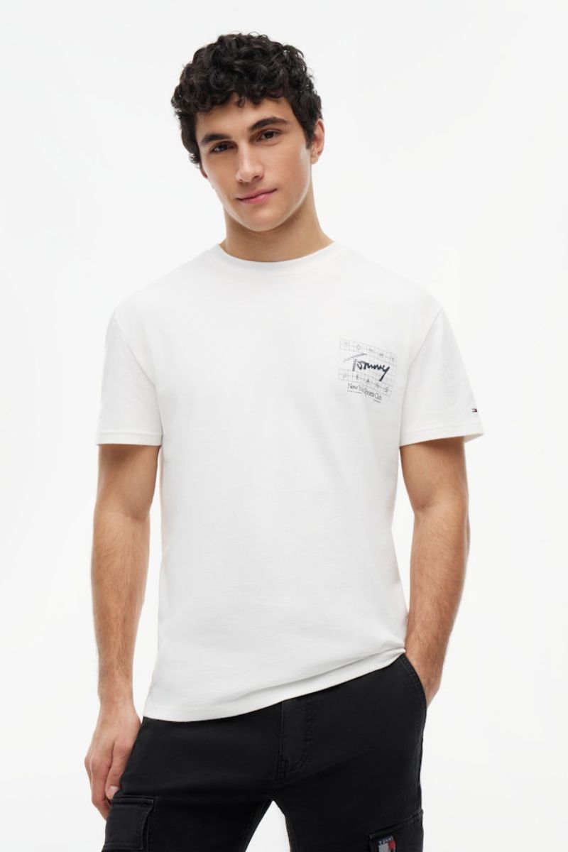 Tommy Jeans Reg Signature Flag T-Shirt Ecru