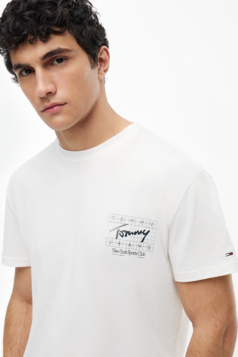 Tommy Jeans Reg Signature Flag T-Shirt Ecru