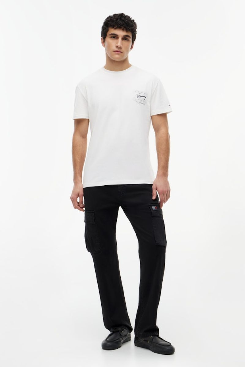 Tommy Jeans Reg Signature Flag T-Shirt Ecru