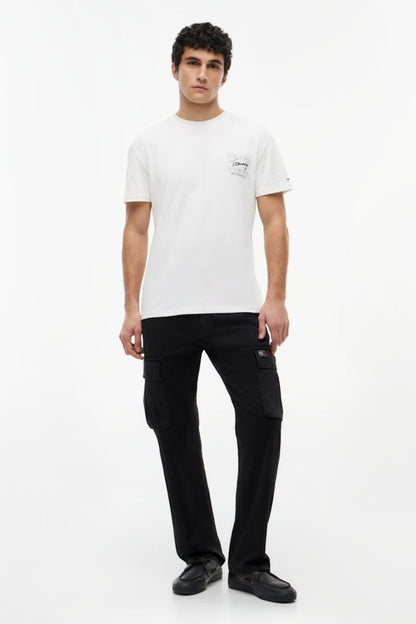 Tommy Jeans Reg Signature Flag T-Shirt Ecru
