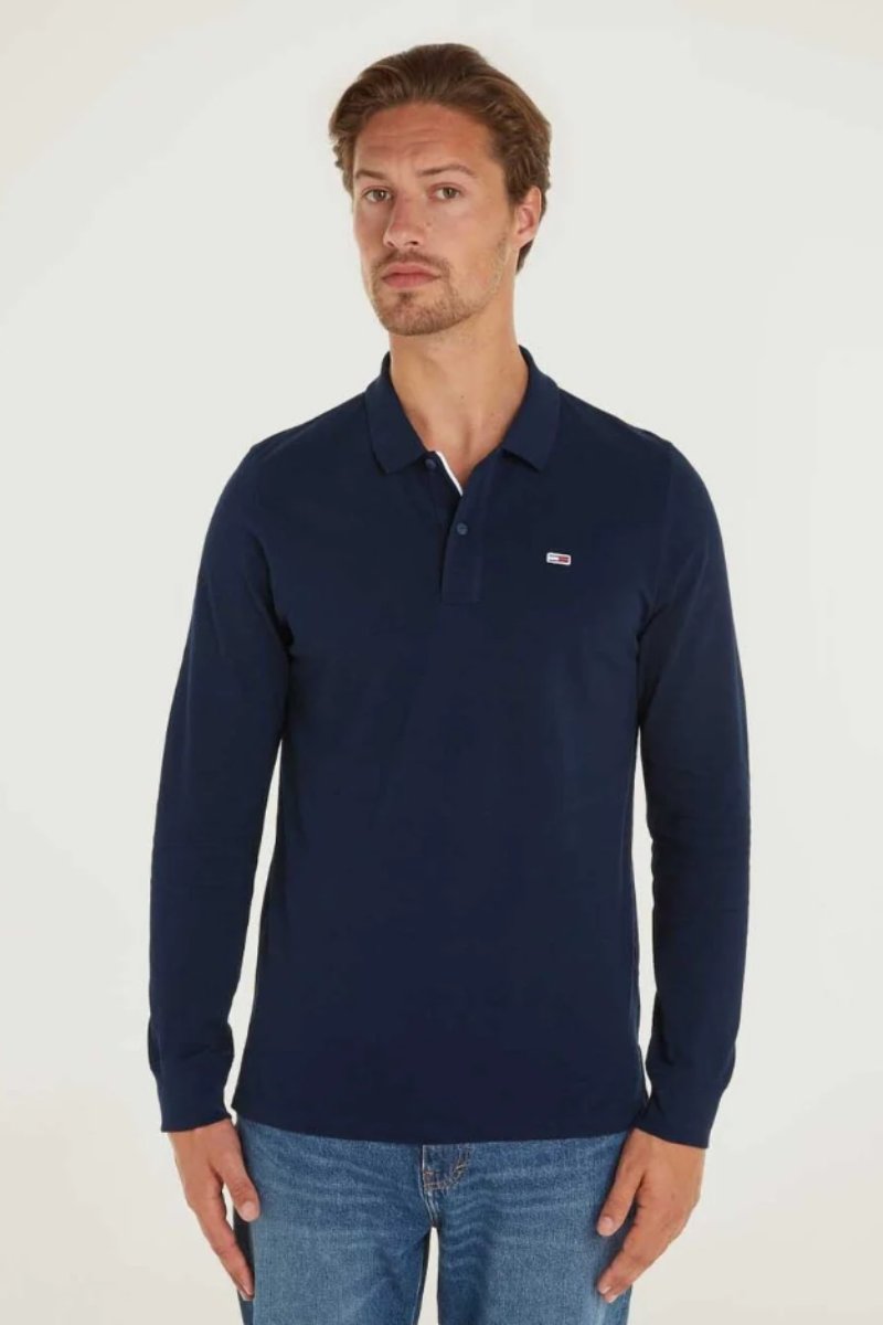 Tommy Jeans Slim LS Placket Polo Navy