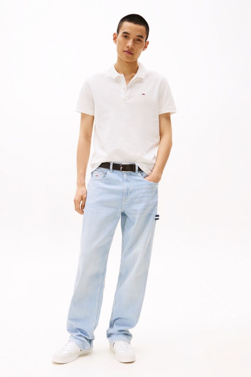 Tommy Jeans Slim Placket Polo Ecru