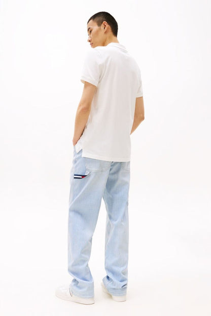 Tommy Jeans Slim Placket Polo Ecru
