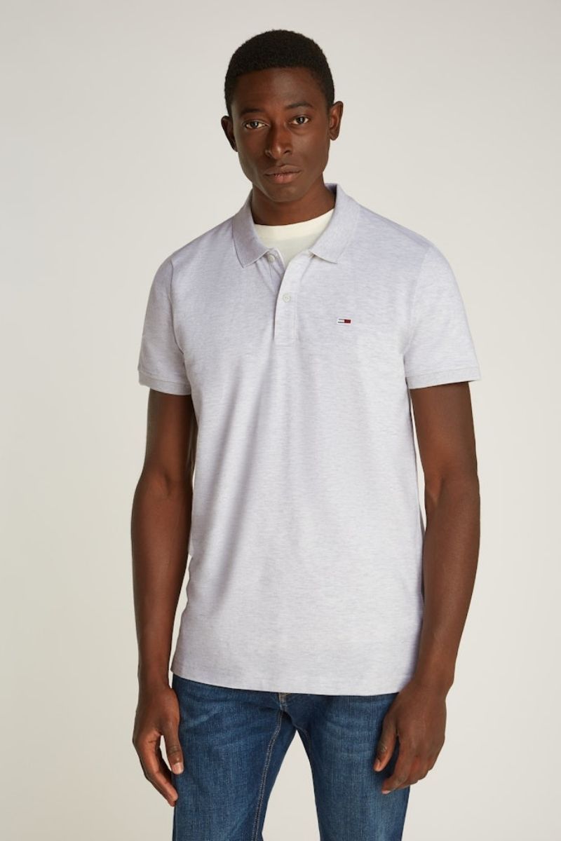 Tommy Jeans Slim Placket Polo Grey