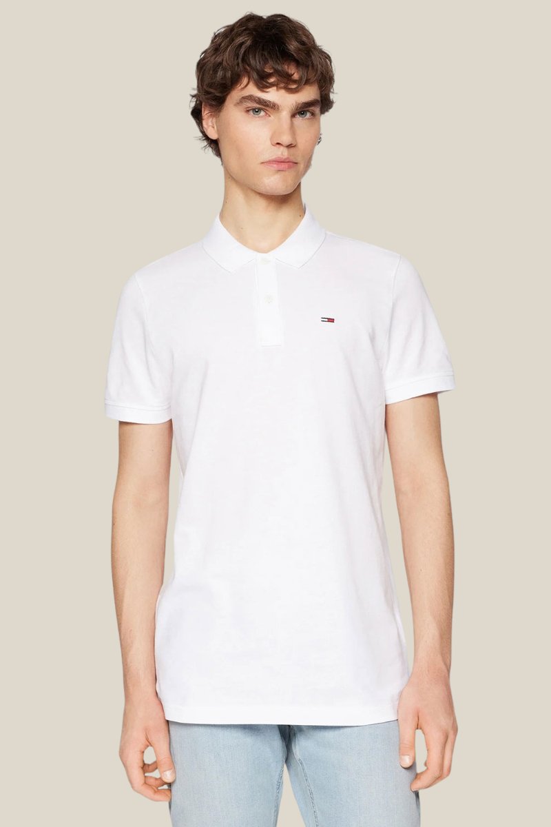 Tommy Jeans Slim Placket Polo White