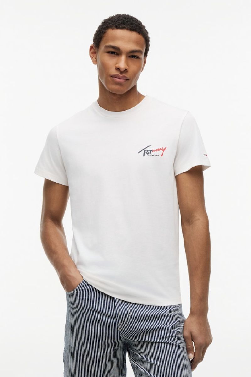 Tommy Jeans Slim Signature Chest T-Shirt White