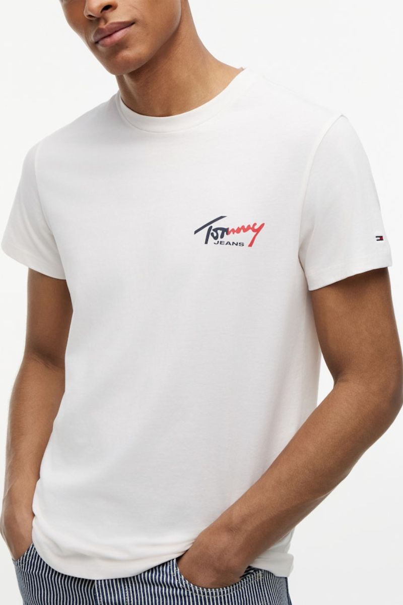 Tommy Jeans Slim Signature Chest T-Shirt White