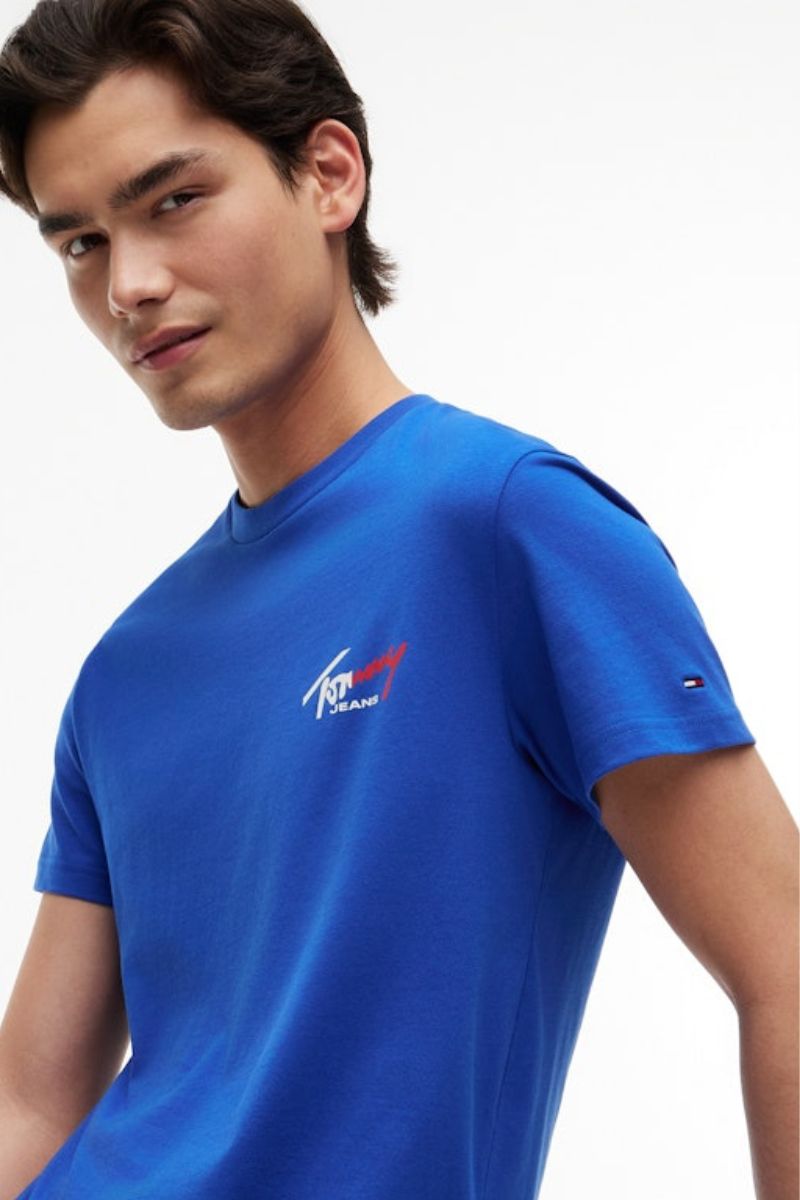 Tommy Jeans Slim Signature Chest T-Shirt Blue