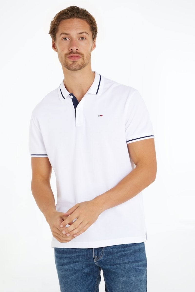 Tommy Jeans Regular Tipping Polo White