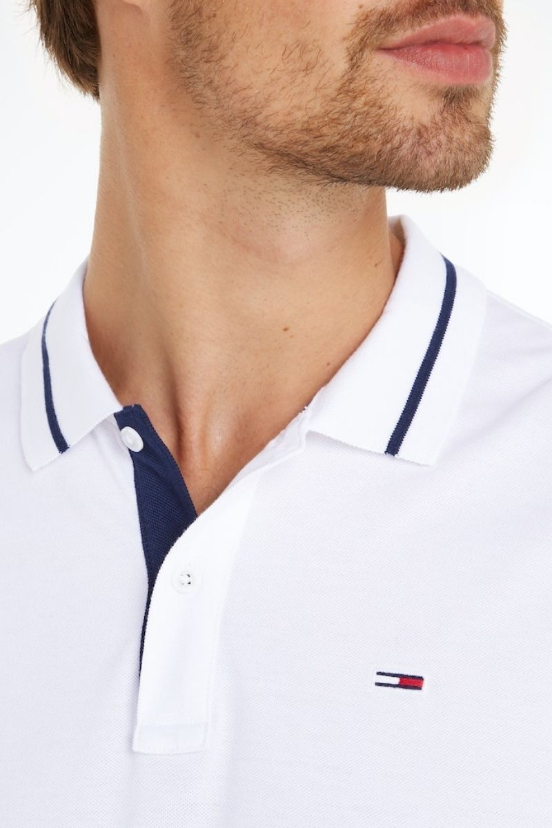 Tommy Jeans Regular Tipping Polo White