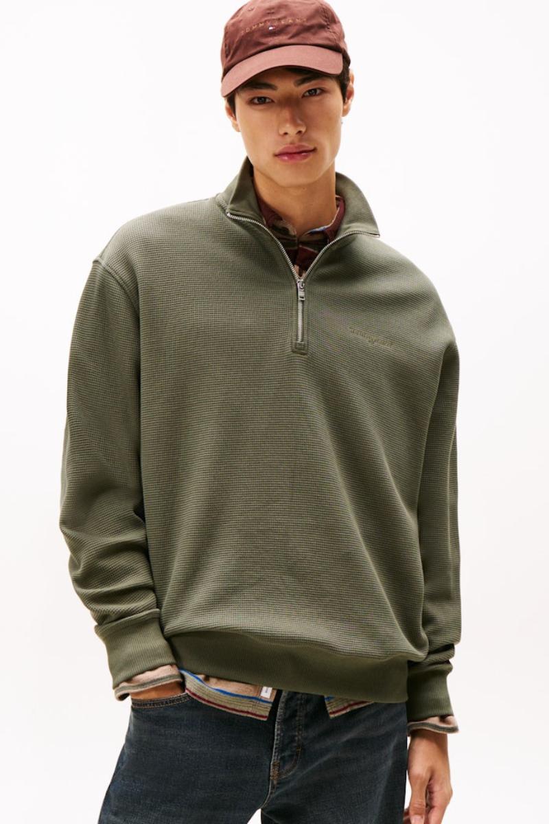Tommy Jeans Waffle Script Sweatshirt Green