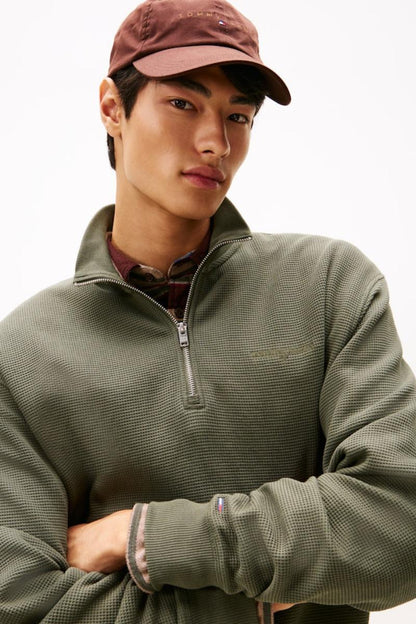 Tommy Jeans Waffle Script Sweatshirt Green