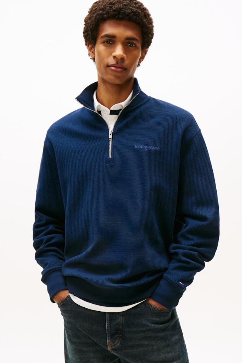 Tommy Jeans Waffle Script Sweatshirt Navy