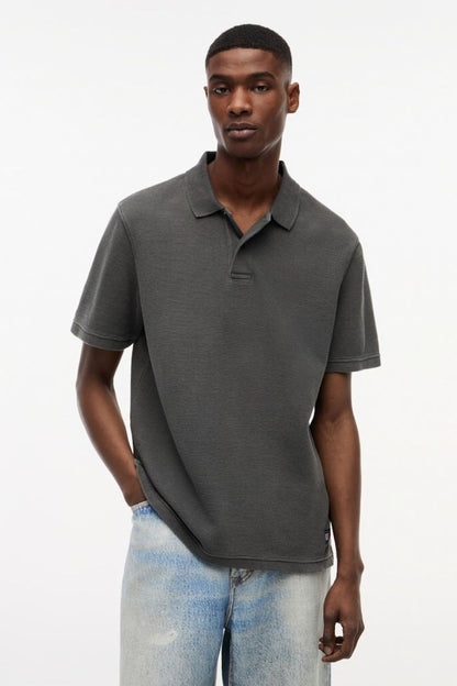 Tommy Jeans Washed Waffle Polo Black