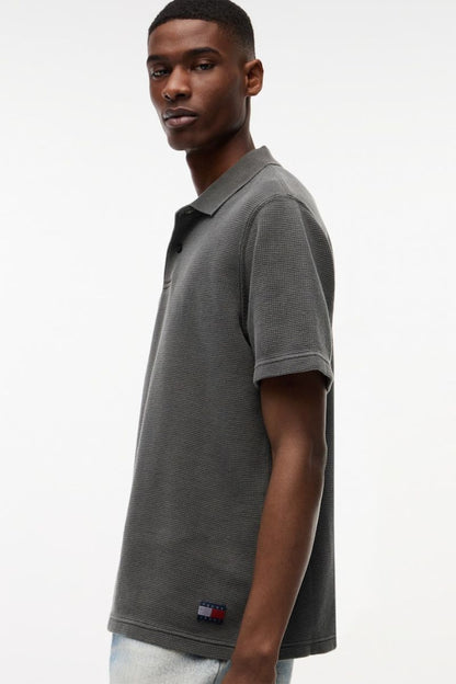 Tommy Jeans Washed Waffle Polo Black