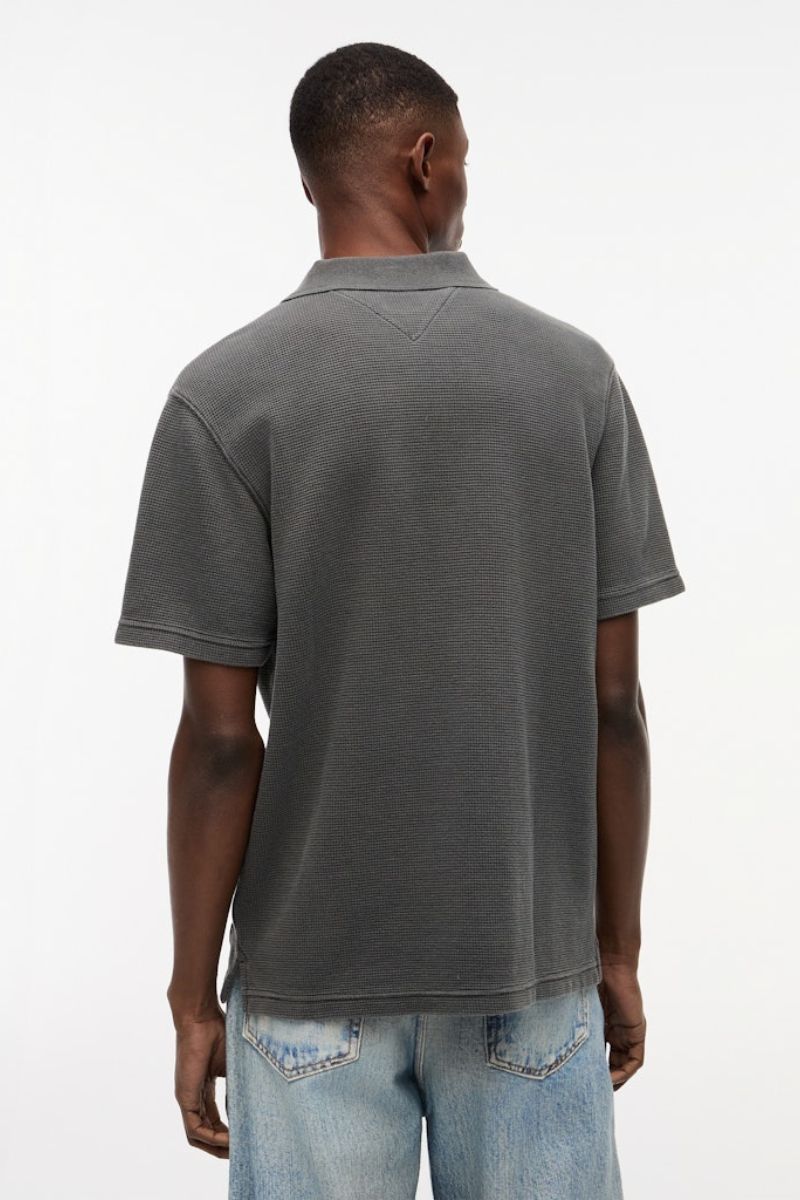 Tommy Jeans Washed Waffle Polo Black