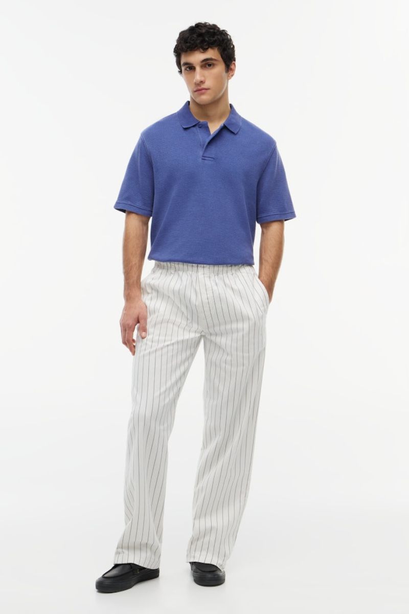 Tommy Jeans Washed Waffle Polo Blue
