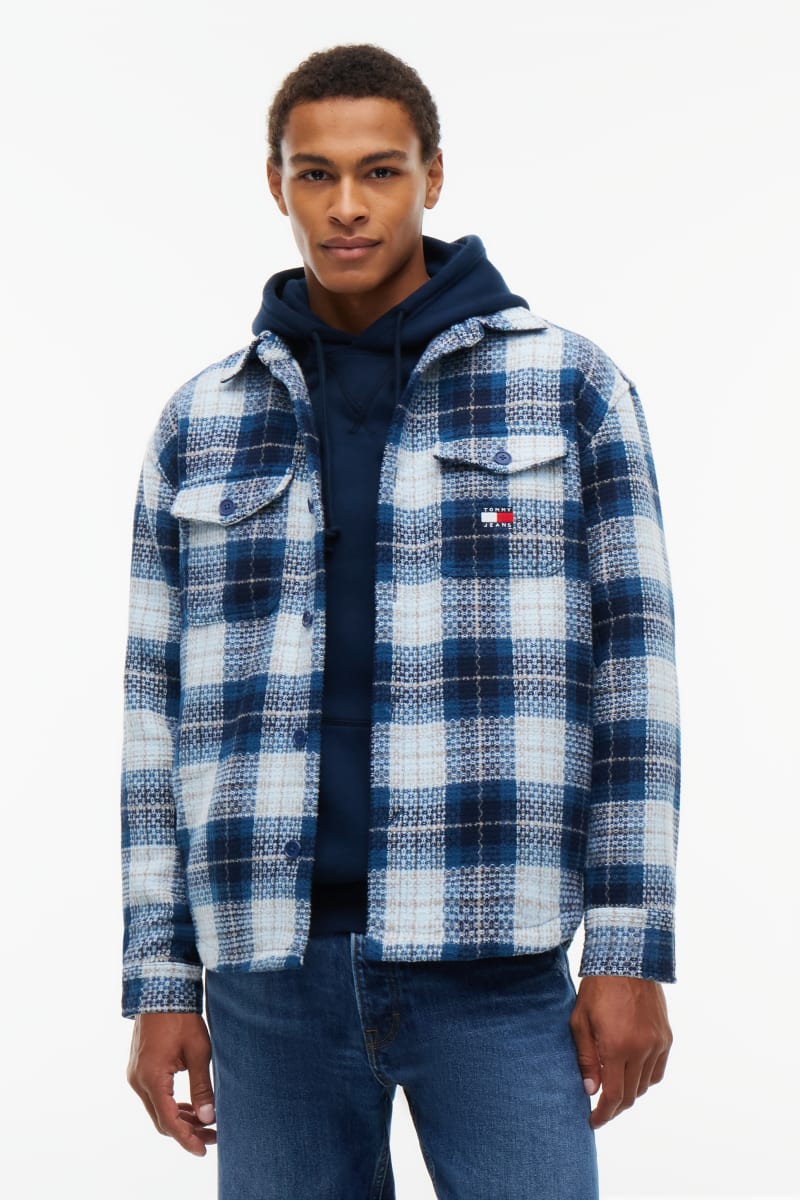TJM Check Overshirt Aw26 - NAVY