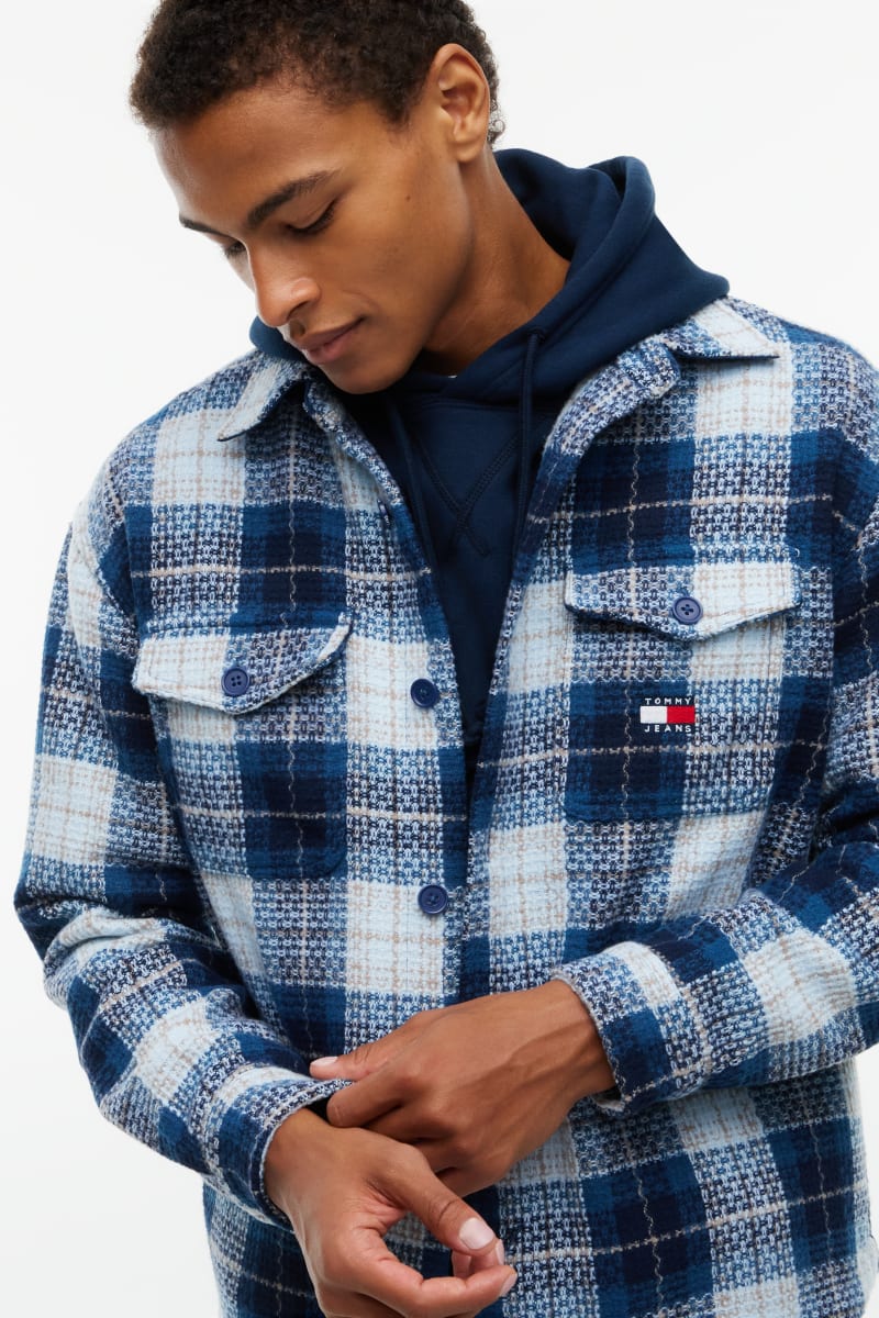 TJM Check Overshirt Aw26 - NAVY
