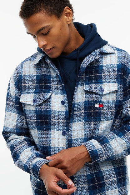 TJM Check Overshirt Aw26 - NAVY