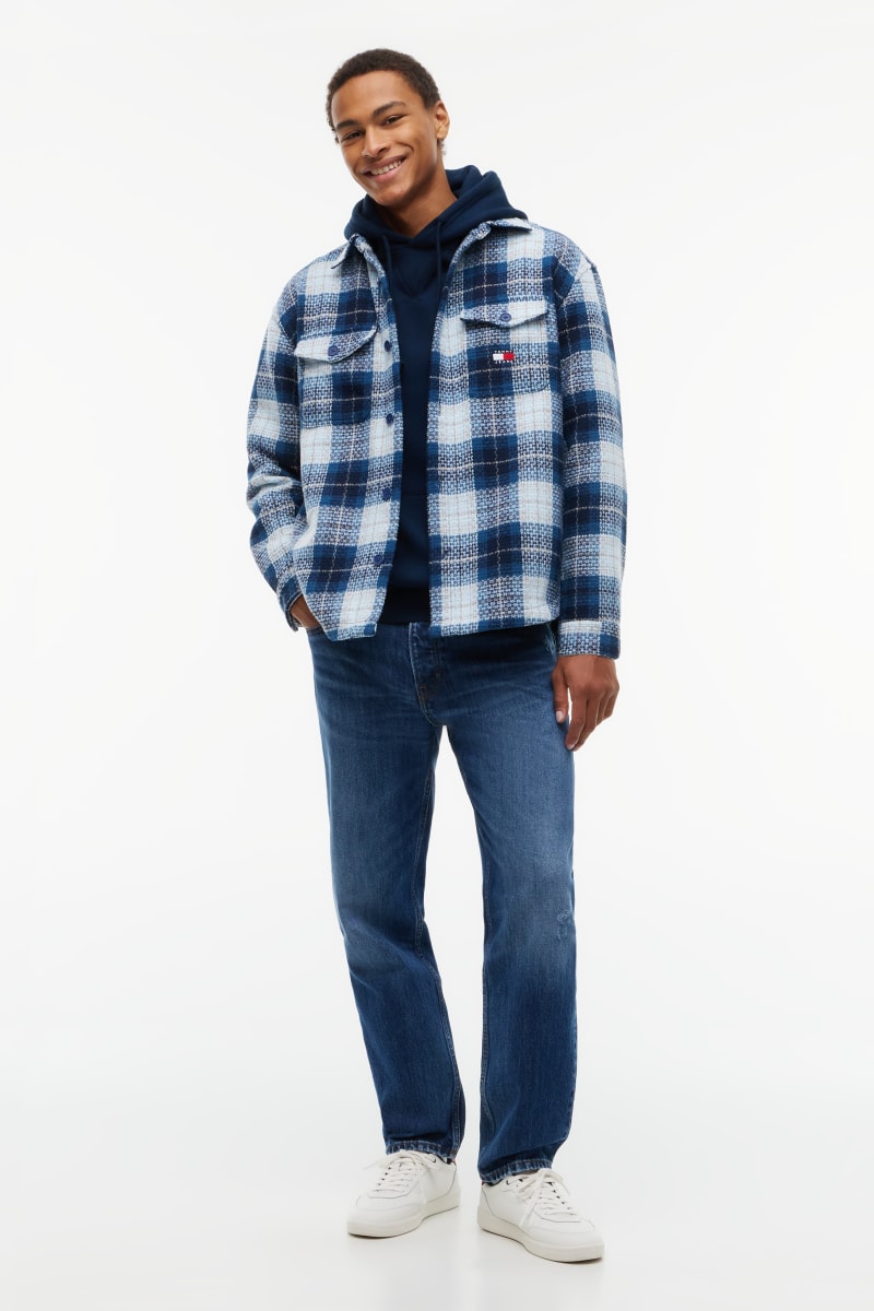 TJM Check Overshirt Aw26 - NAVY